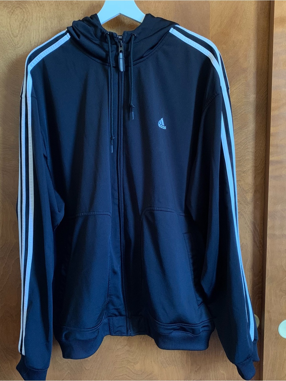 adidas Men’s Black Classic Zip Up with White Trefoil Logo